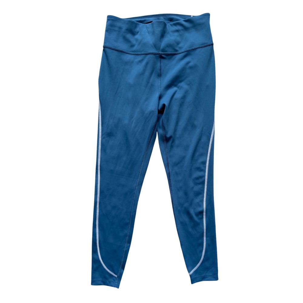 Peloton Leggings Womens Medium Teal Blue High Rise Contrast Seam Logo Athletic